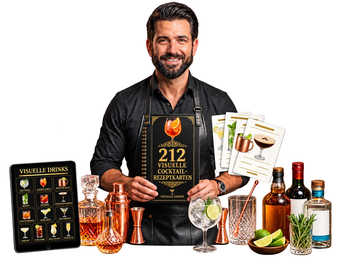 Komplette Sammlung mit über 212 Cocktail-Rezeptkarten